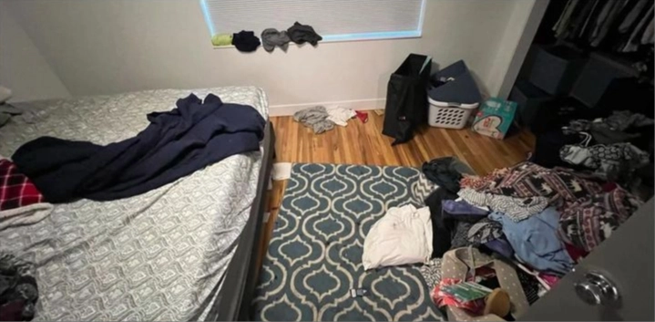 Messy bedroom before house cleaning in Espoo