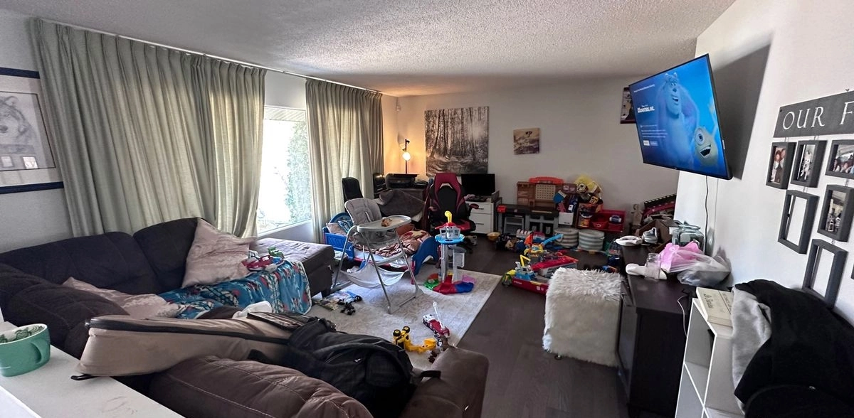 Dusty living room before professional Espoo house cleaning